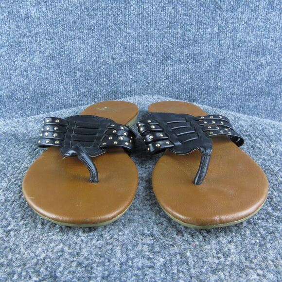 Montego Bay Club Women Flip Flop Sandal Shoes Size 7 Medium Black Synthetic - Picture 2 of 9